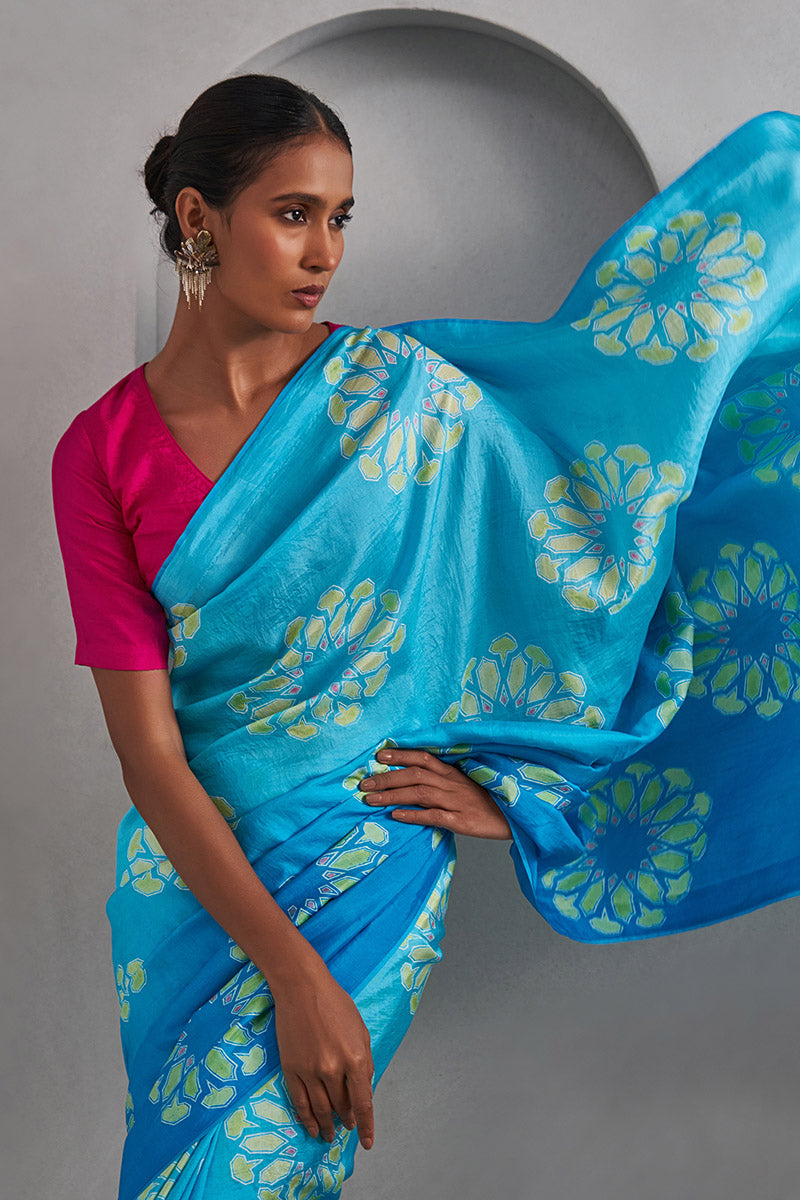 Deepti Mulberry Silk Hand blockprinted saree