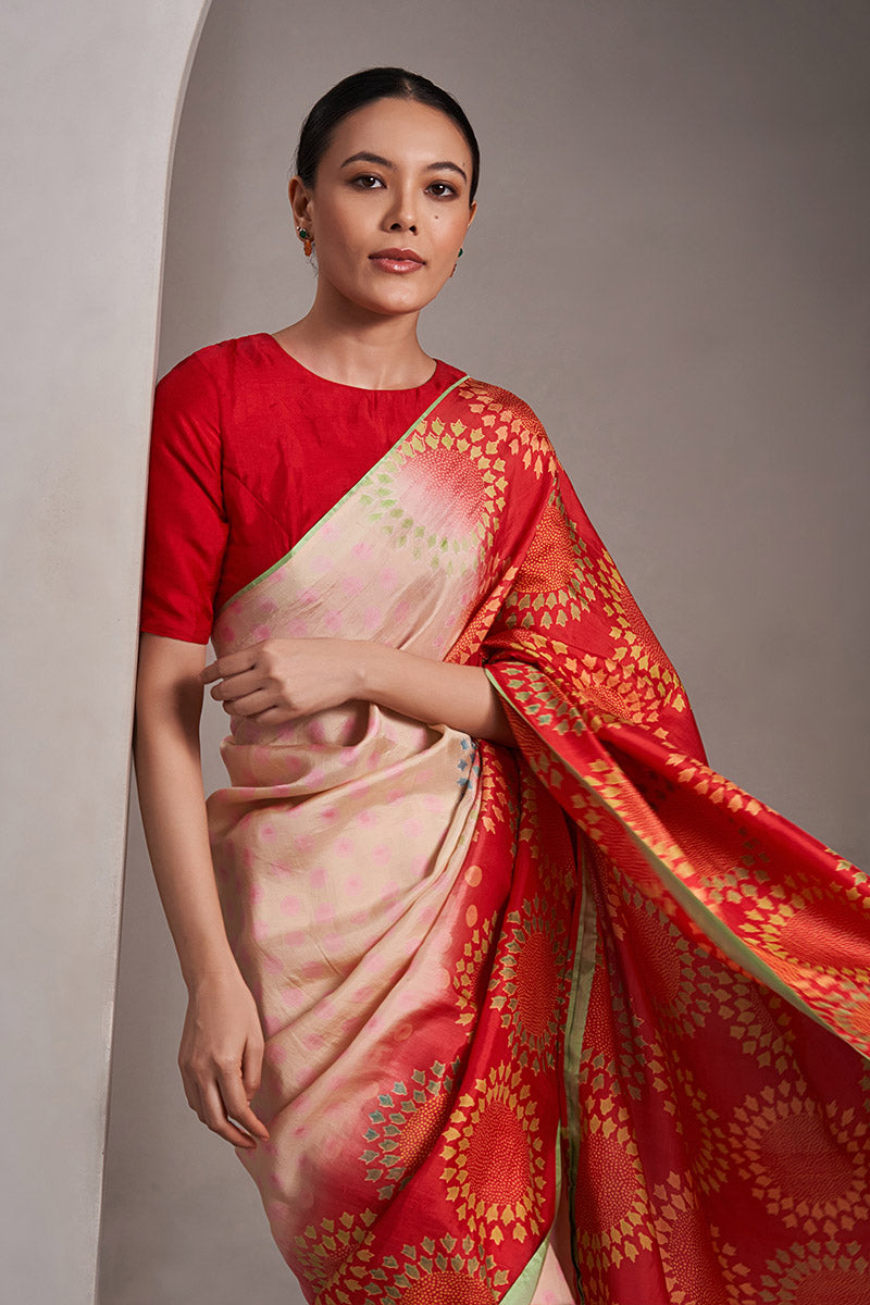 Jaya Mulberry Silk Hand blockprinted saree