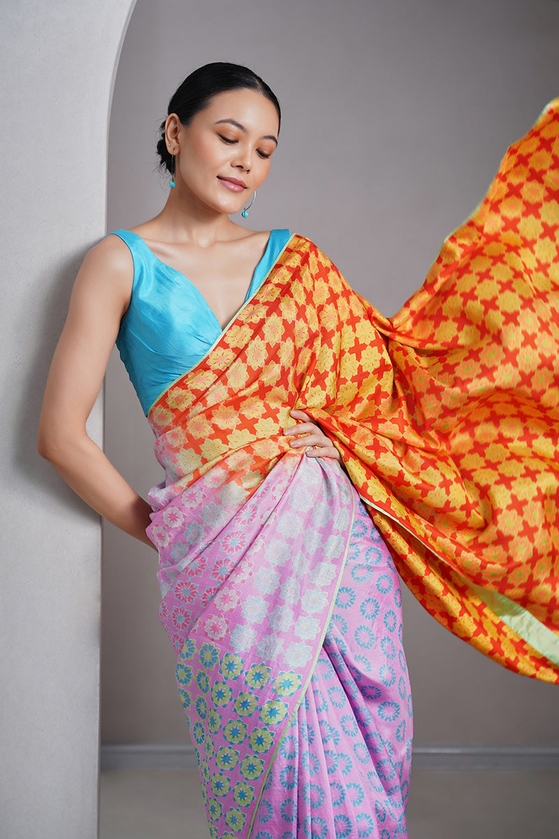 Uma Mulberry Silk Hand blockprinted saree