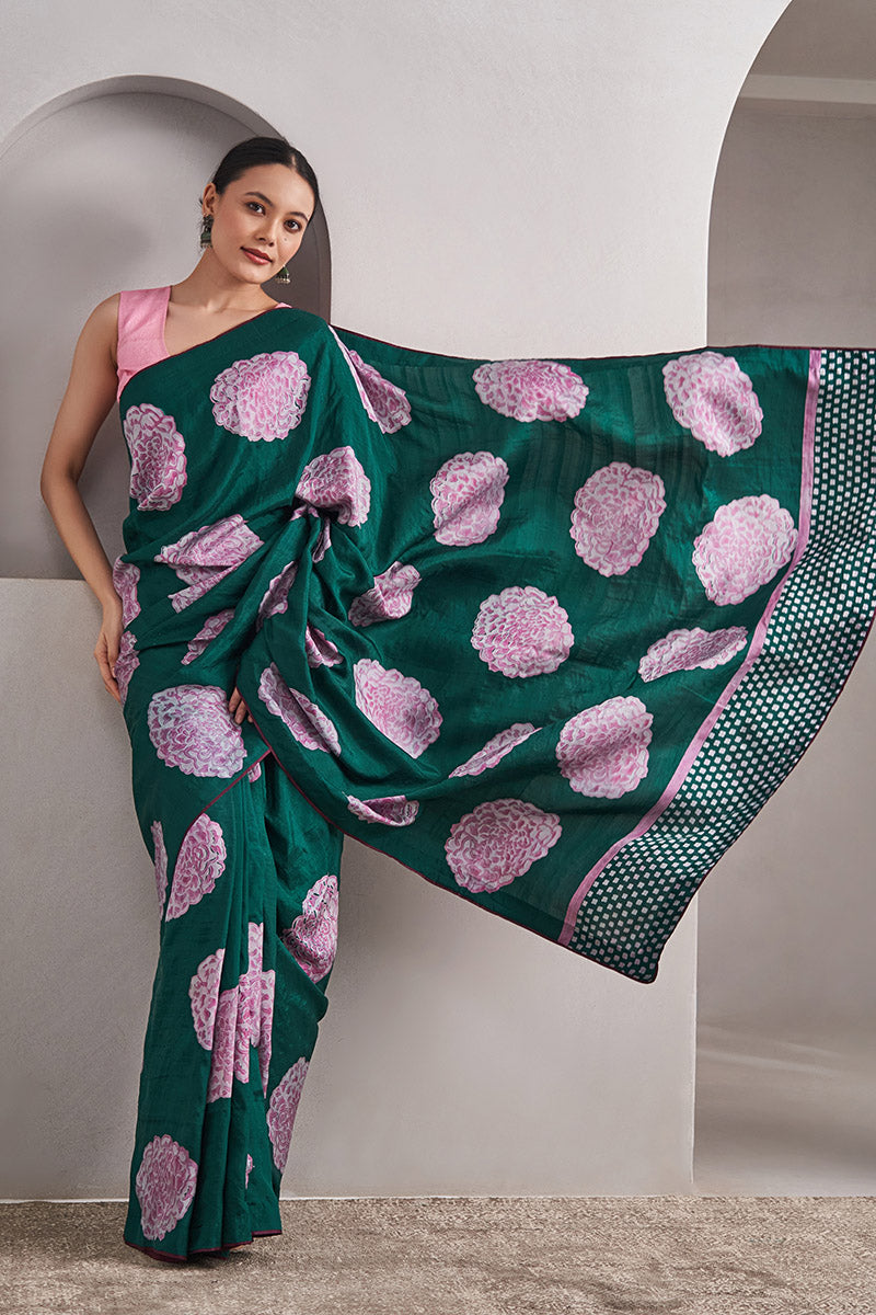 Meera Mulberry Silk Hand blockprinted saree