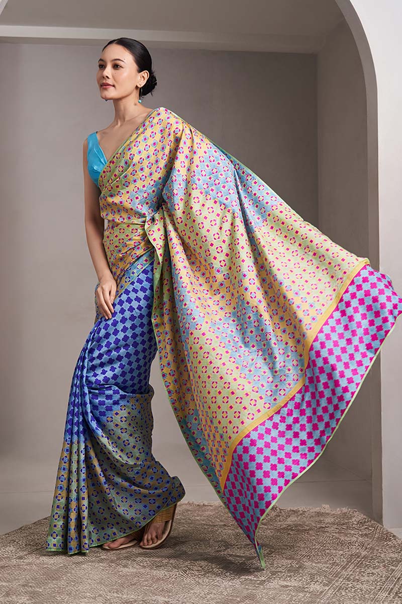 Aarti Mulberry Silk Hand blockprinted saree