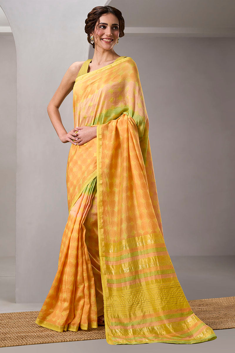 Noor Handloom Maheshwari Silk Hand Blockprinted Saree