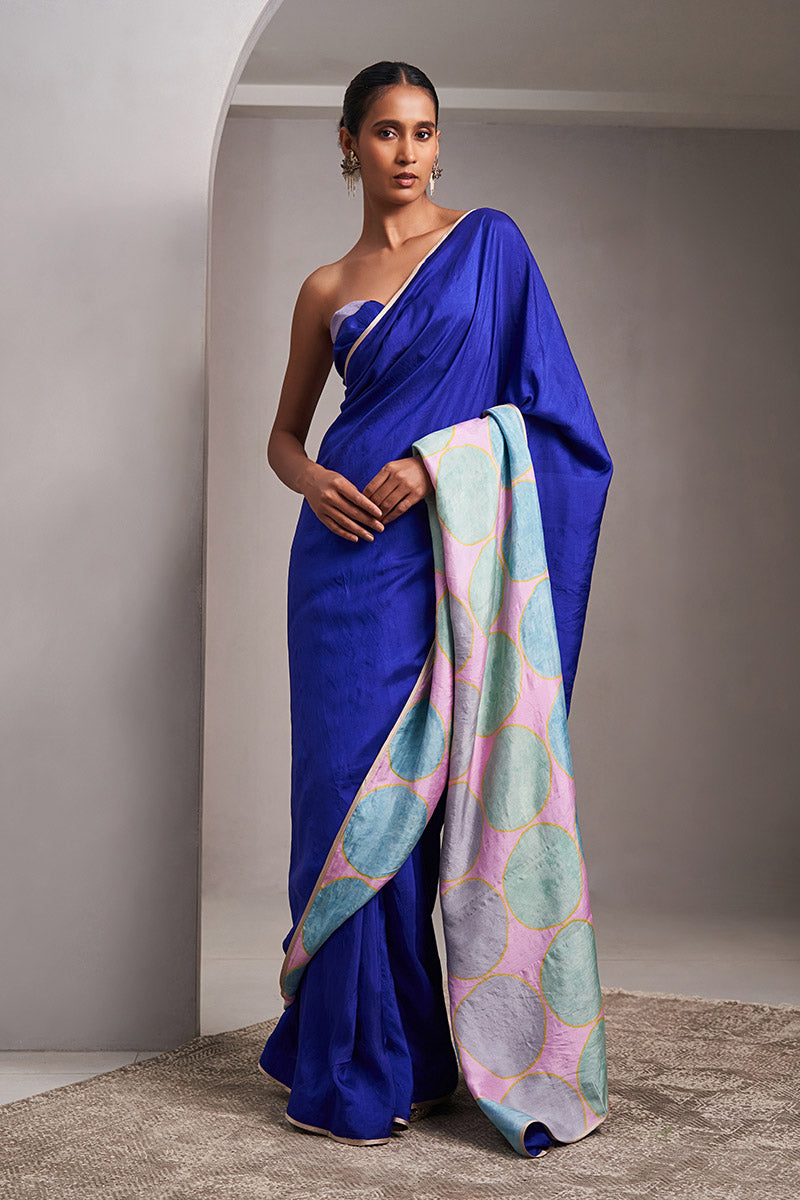 Padmavati Mulberry Silk Flip Pallu Saree Ink Blue Pink