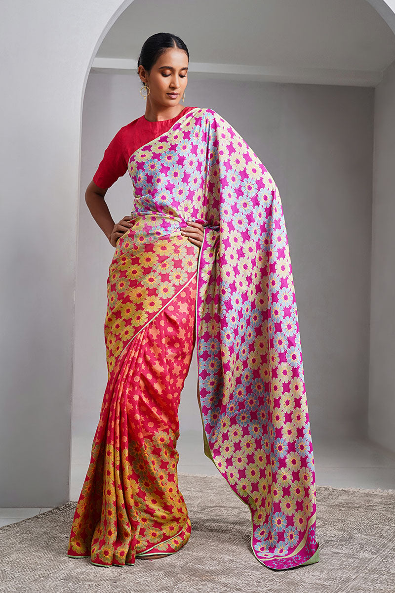 Anjali Mulberry Silk Hand blockprinted saree