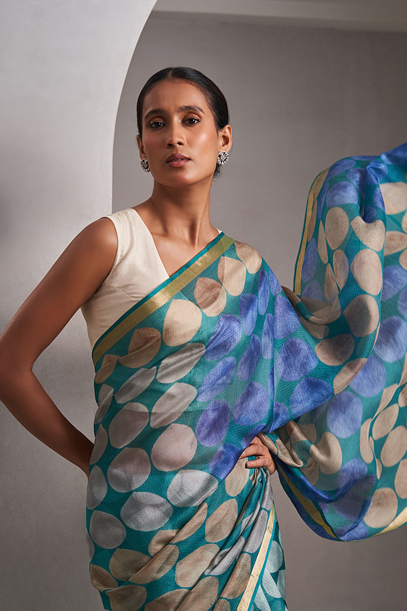 Paan Hand Blockprinted Kota silk Saree