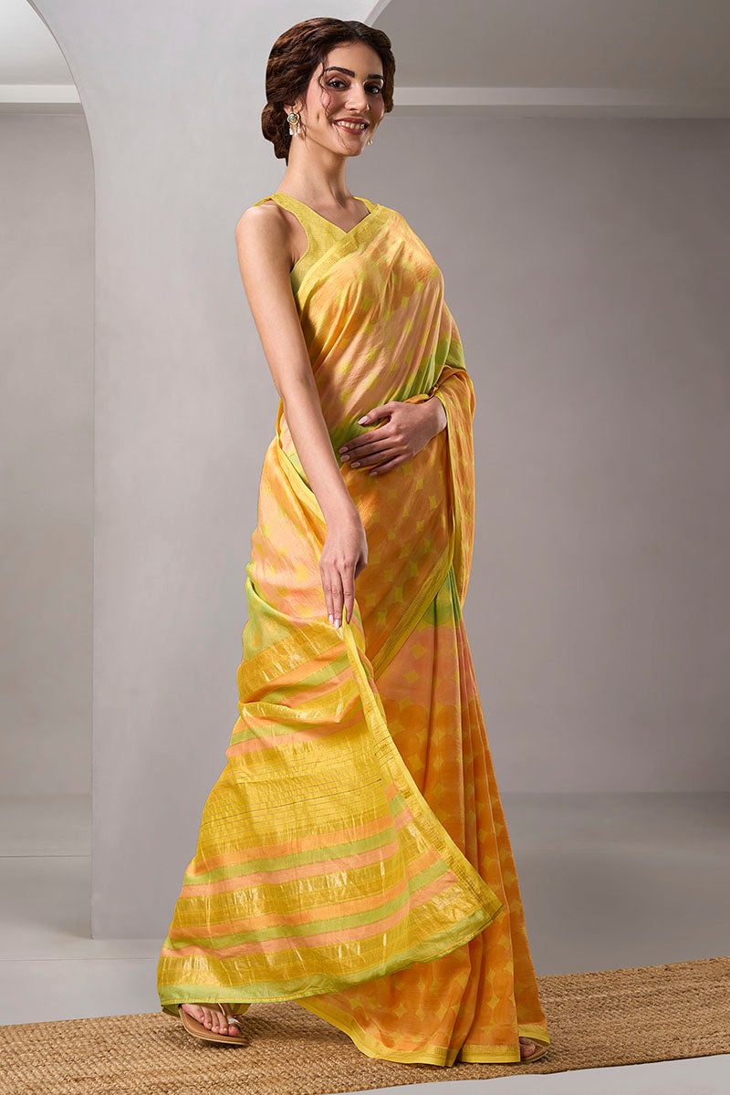 Noor Handloom Maheshwari Silk Hand Blockprinted Saree