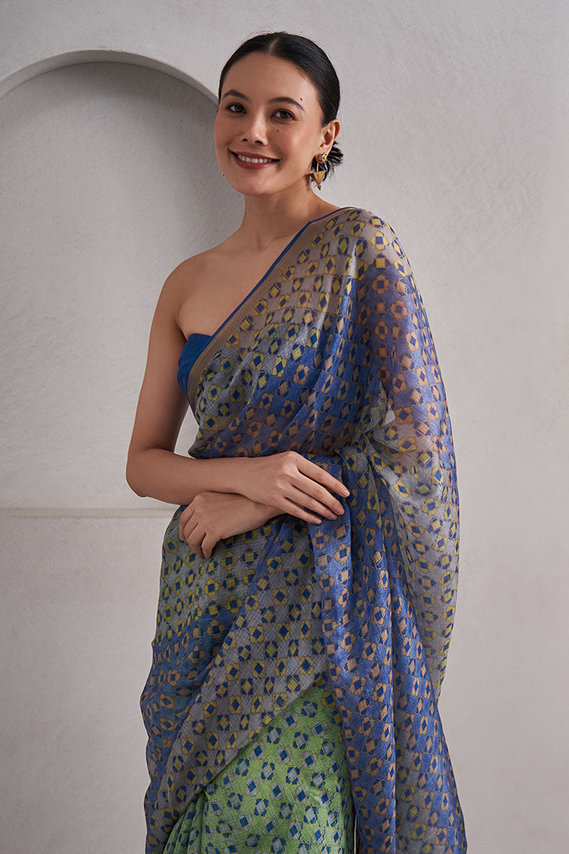 Rajnigandha Hand Blockprinted Kota silk Saree