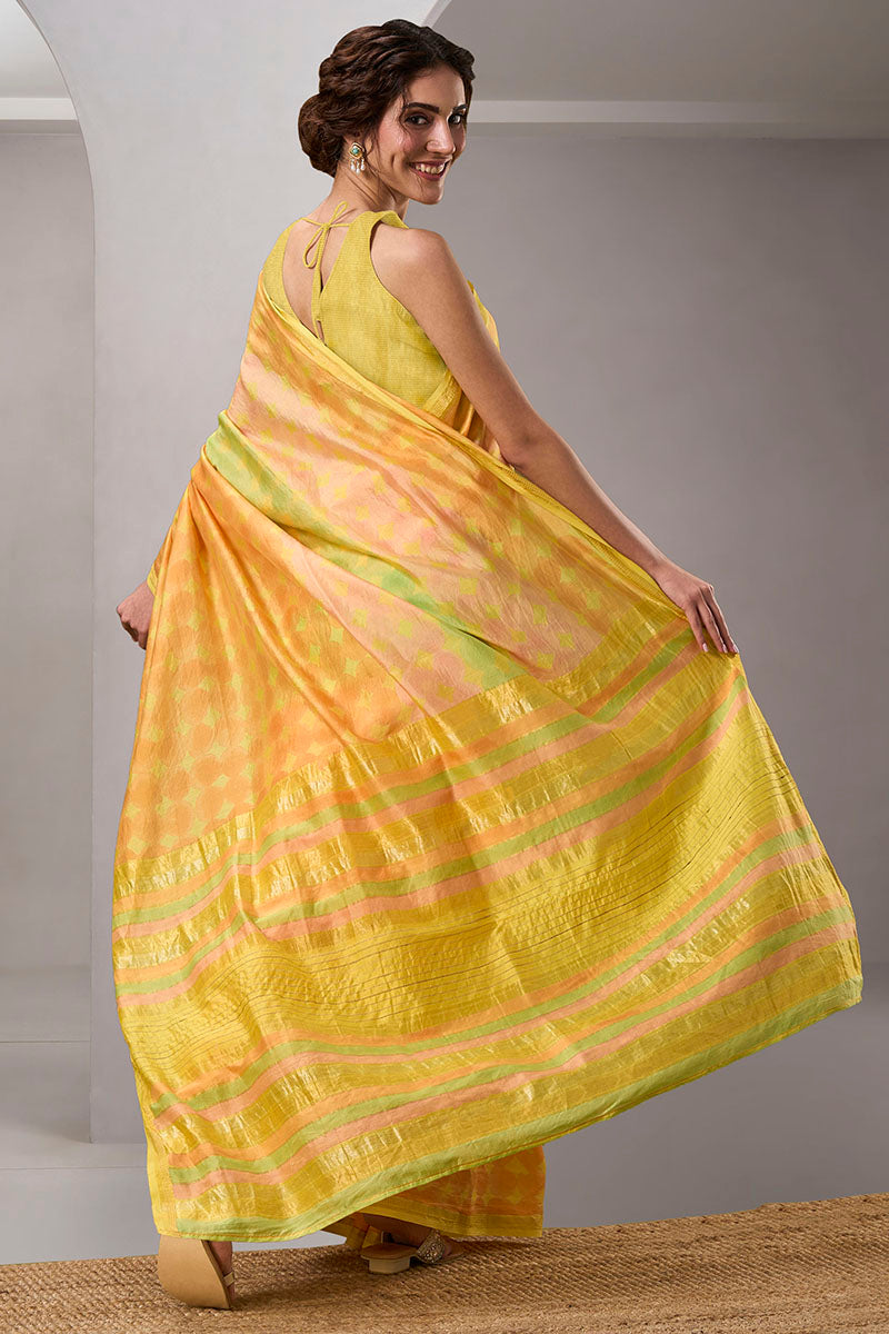 Noor Handloom Maheshwari Silk Hand Blockprinted Saree