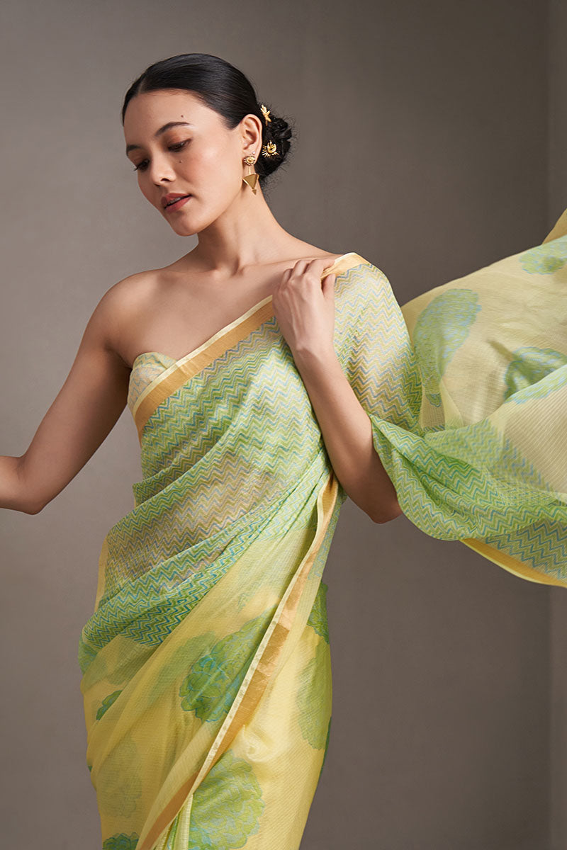 Chandni Hand Blockprinted Kota silk Saree