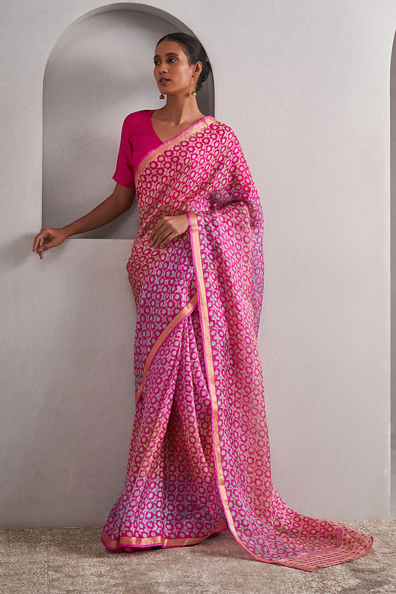 Chameli Hand Blockprinted Kota silk Saree