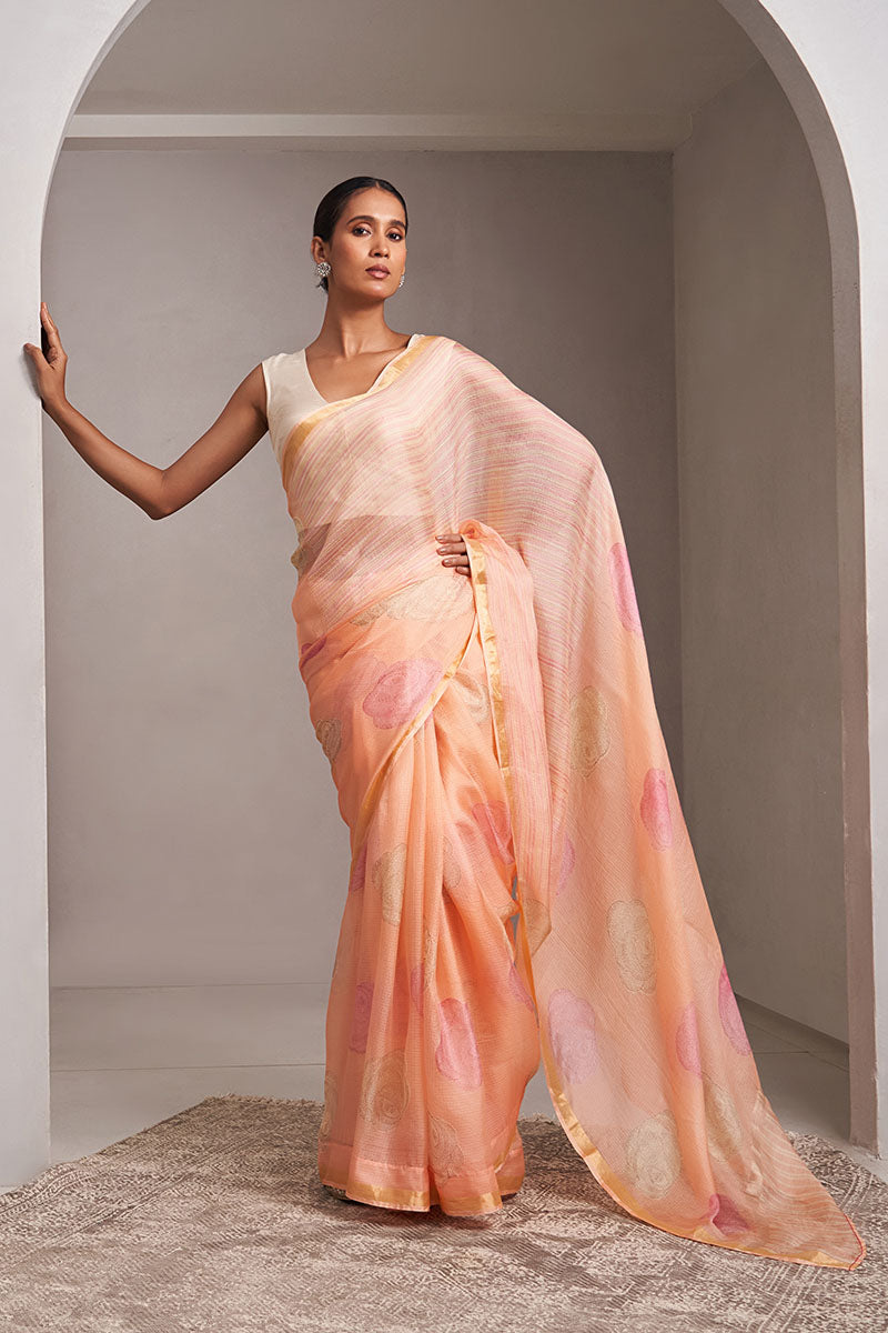 Gulab Hand Blockprinted Kota silk Saree