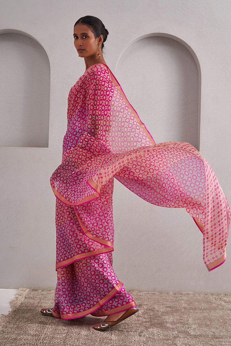 Chameli Hand Blockprinted Kota silk Saree