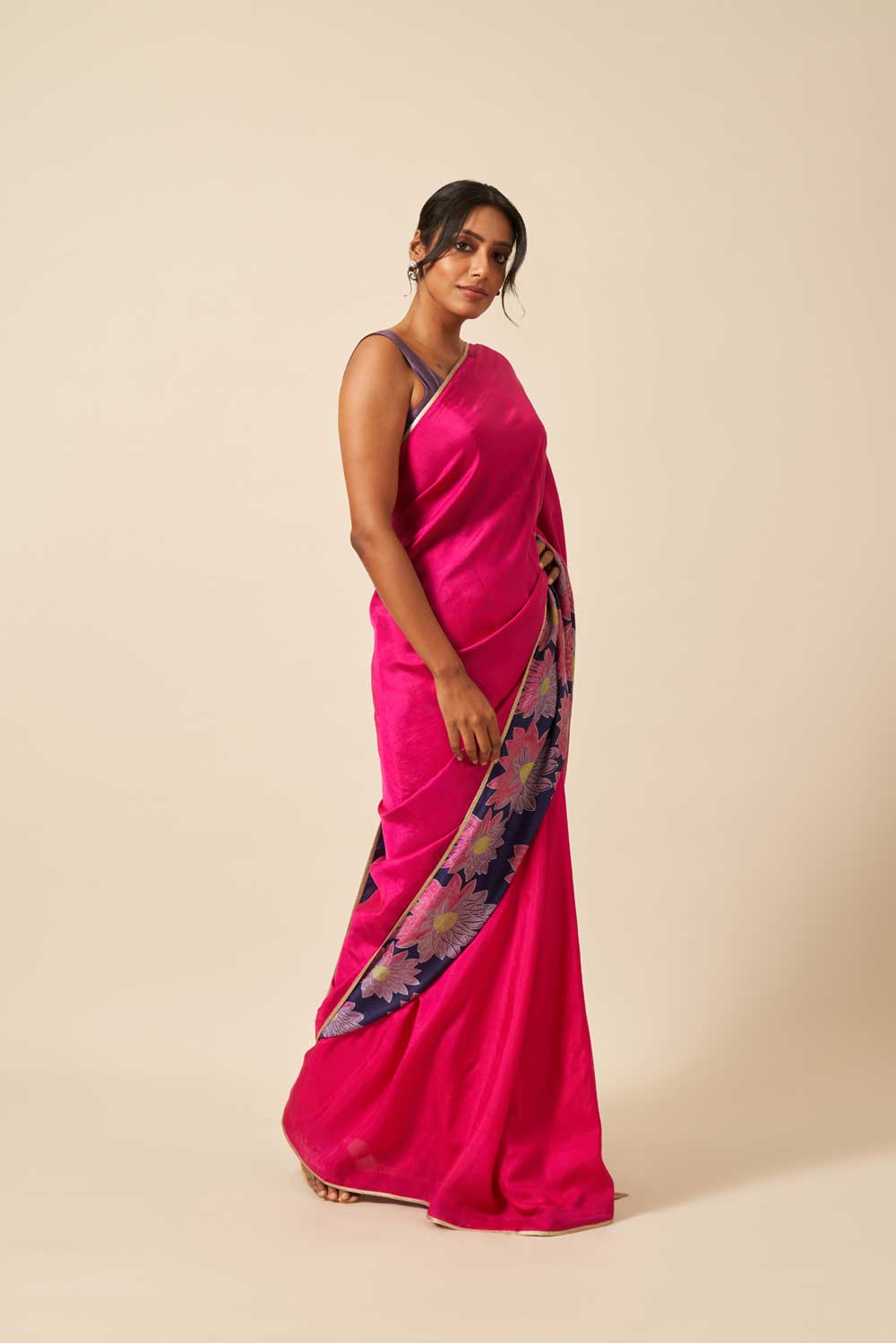 Vaidehi Fuschia Purple Mulberry Silk Flip Pallu Saree