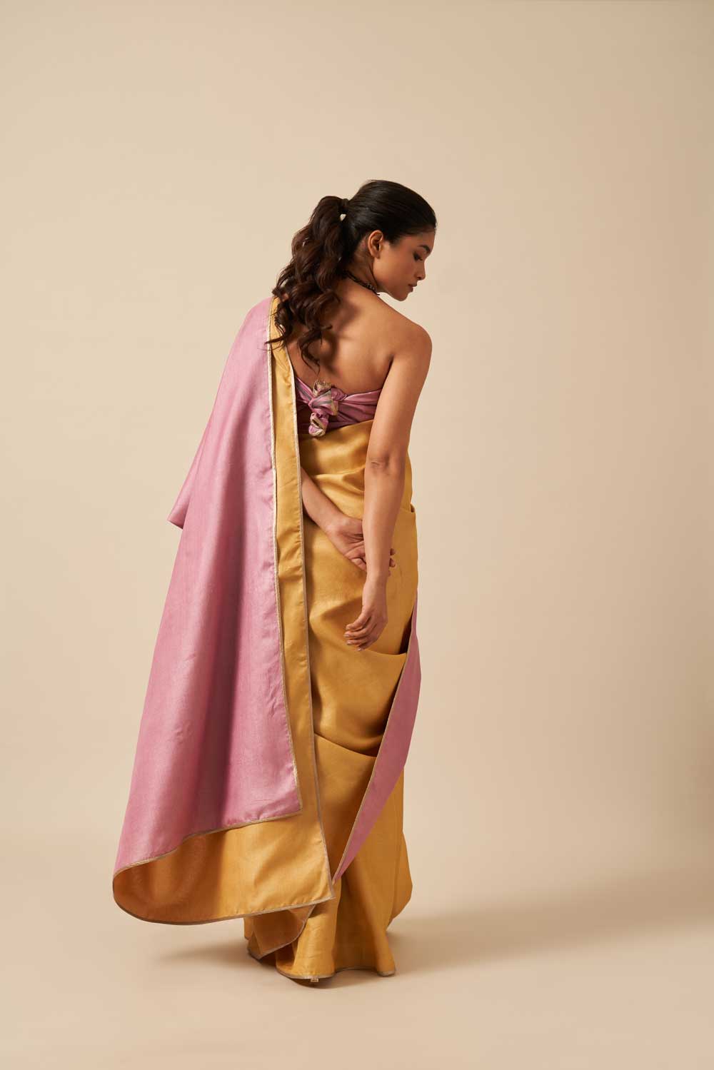Rajeshwari marigold_lac Handloom Tussar Silk Flip Pallu Saree
