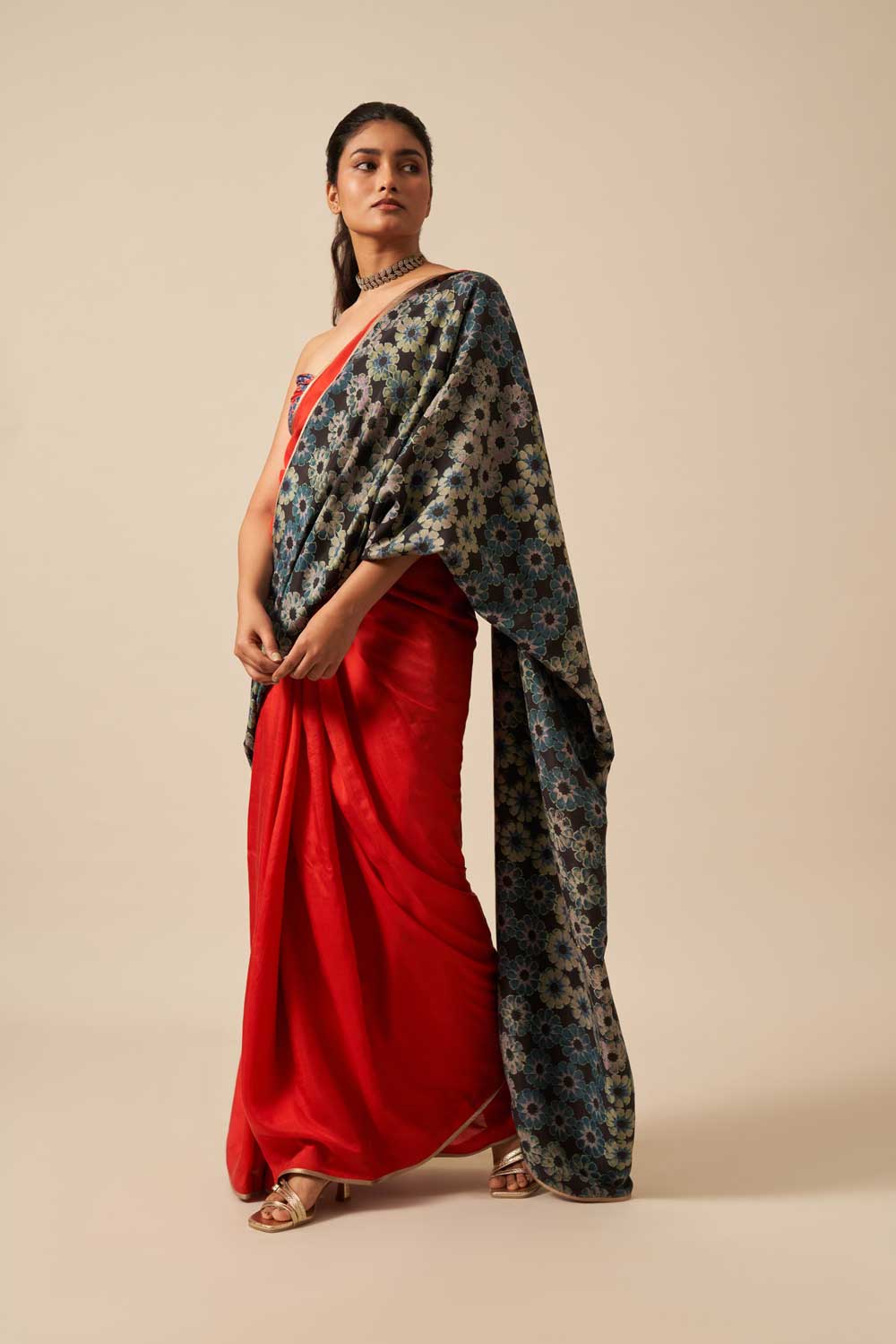 Rajeshwari Red Black Mulberry Silk Flip Pallu Saree