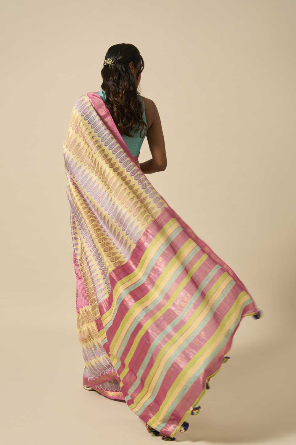 Kali Pink Maheshwari Silk Hand Block Printed Saree