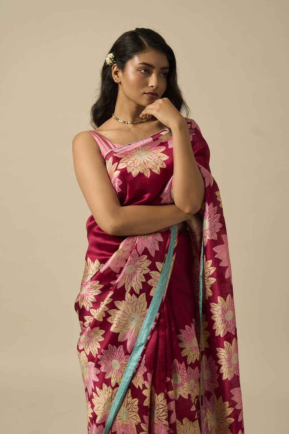 AABHA WINE MUSHROO SILK SAREE