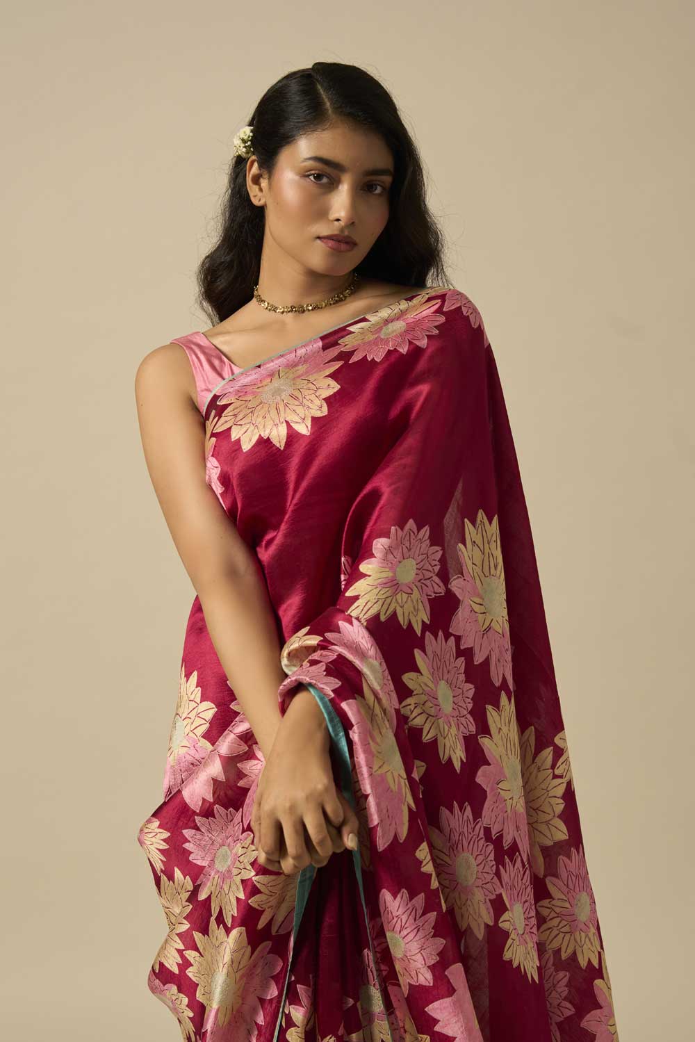AABHA WINE MUSHROO SILK SAREE