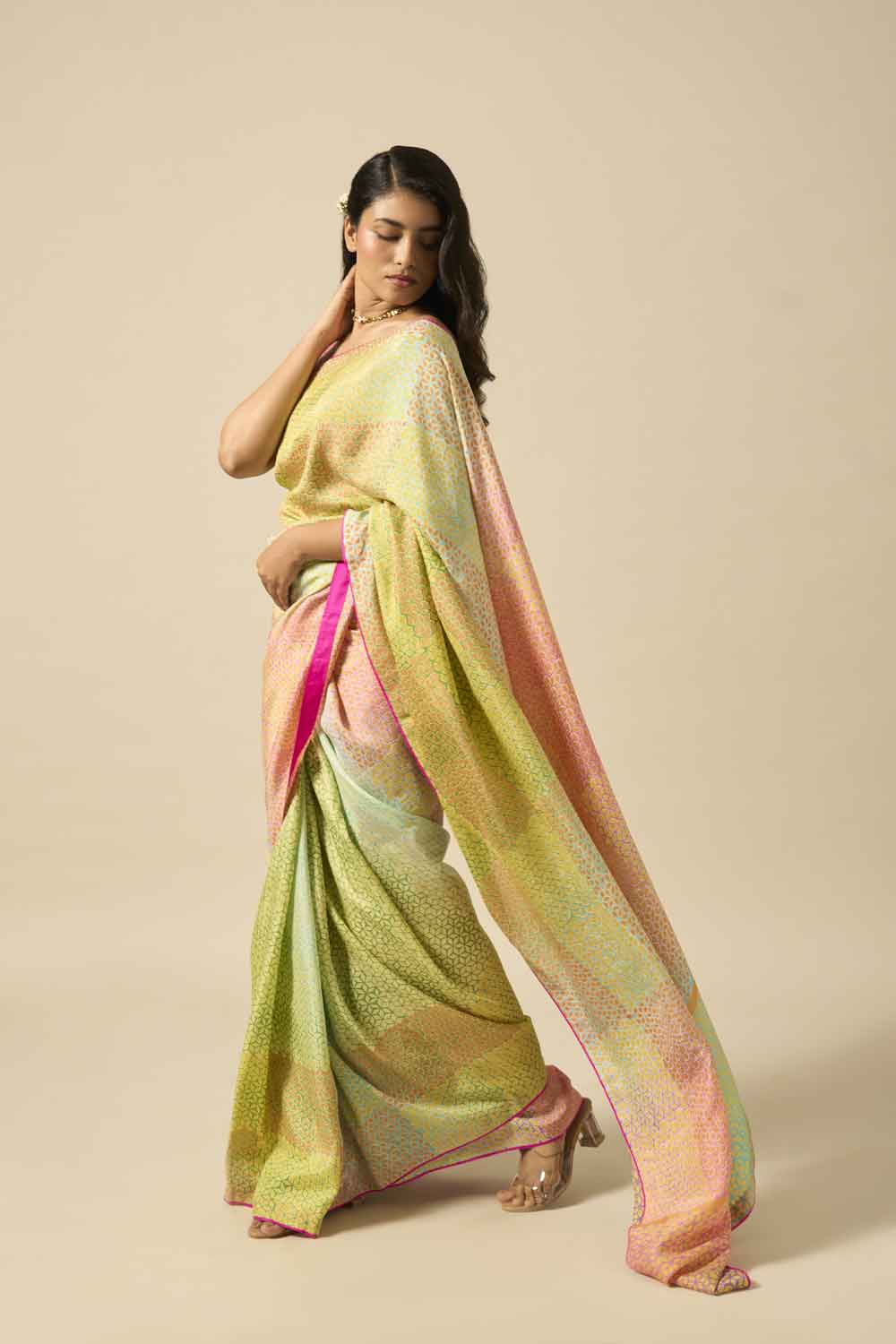 Tilottama Mulberry Silk Hand Block Printed Saree