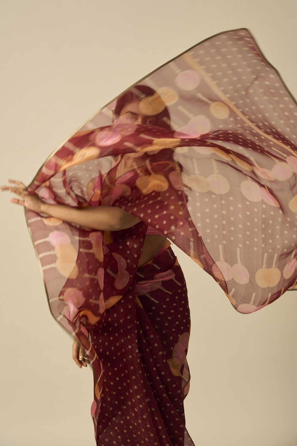 RESHAM BROWN KATAAN SILK HAND BLOCKPRINTED SAREE