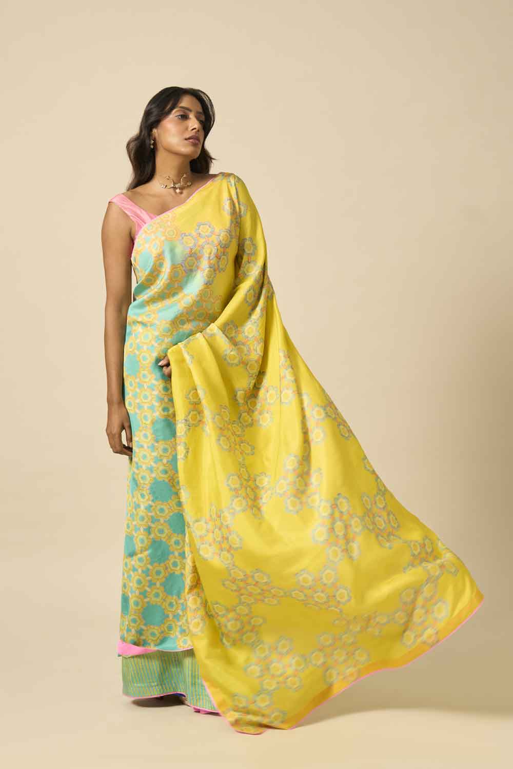 Karishma Mulberry Silk Hand Bblock Printed Saree