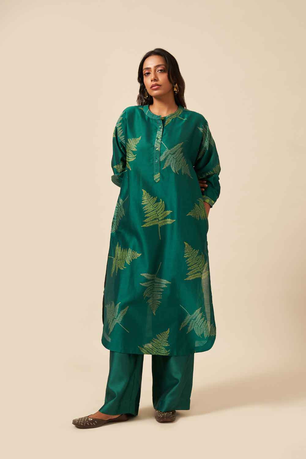 Disha Green Chanderi Hand Block Printed Co-ord Set