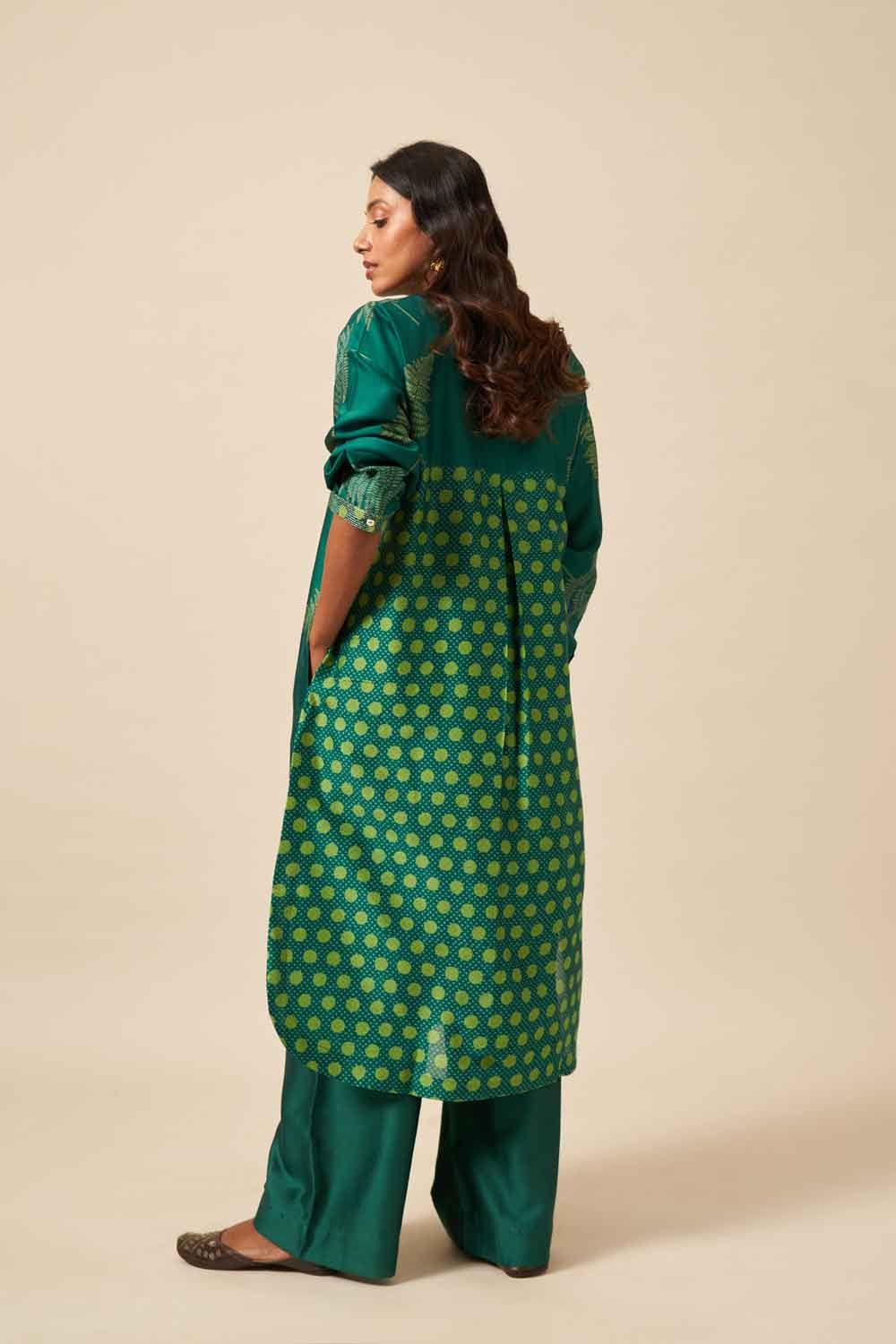 Disha Green Chanderi Hand Block Printed Co-ord Set