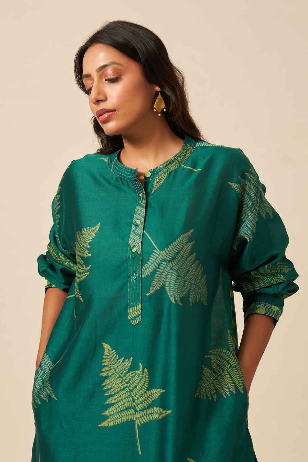 Disha Green Chanderi Hand Block Printed Co-ord Set
