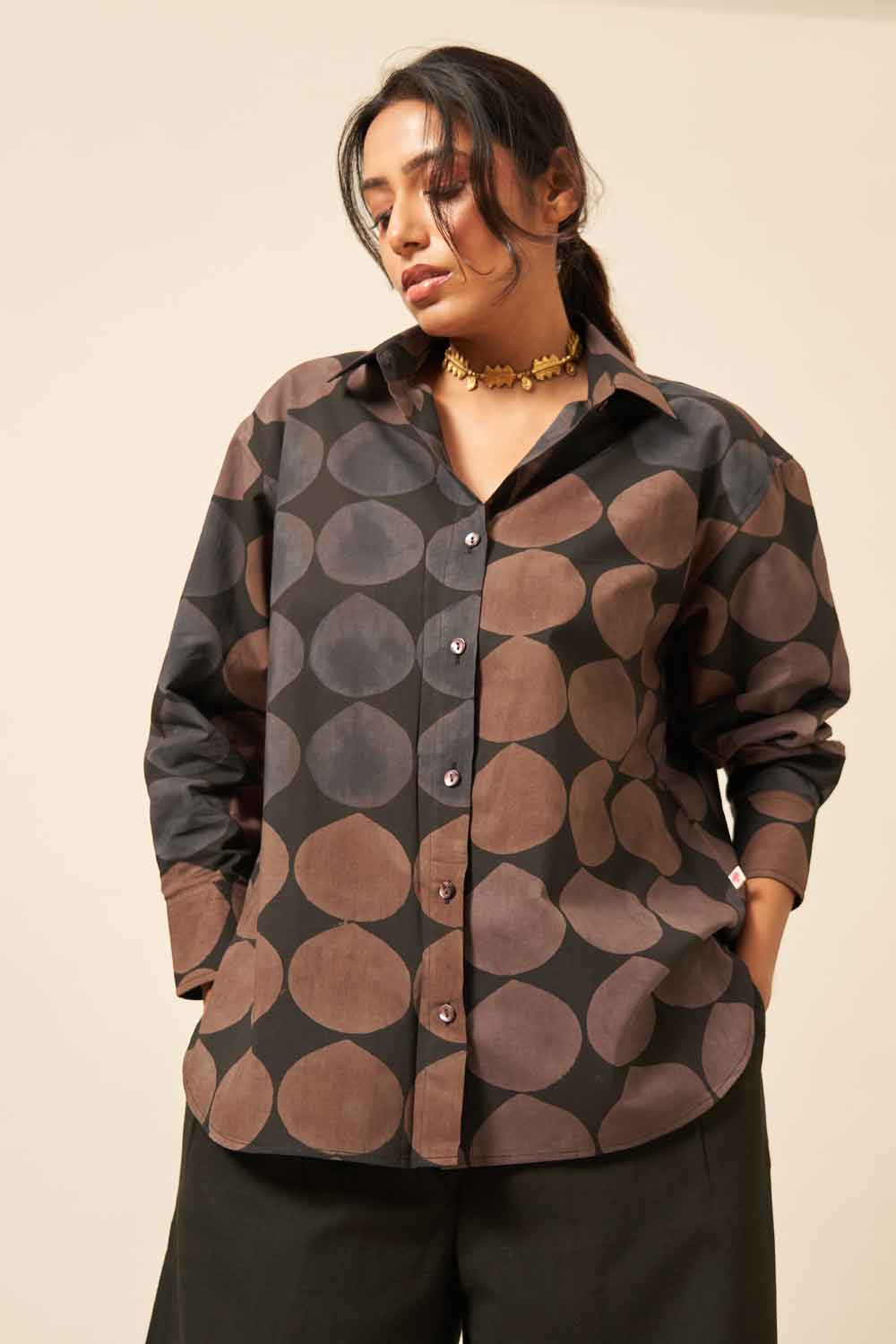 Ritu Black Hand Block Printed Shirt