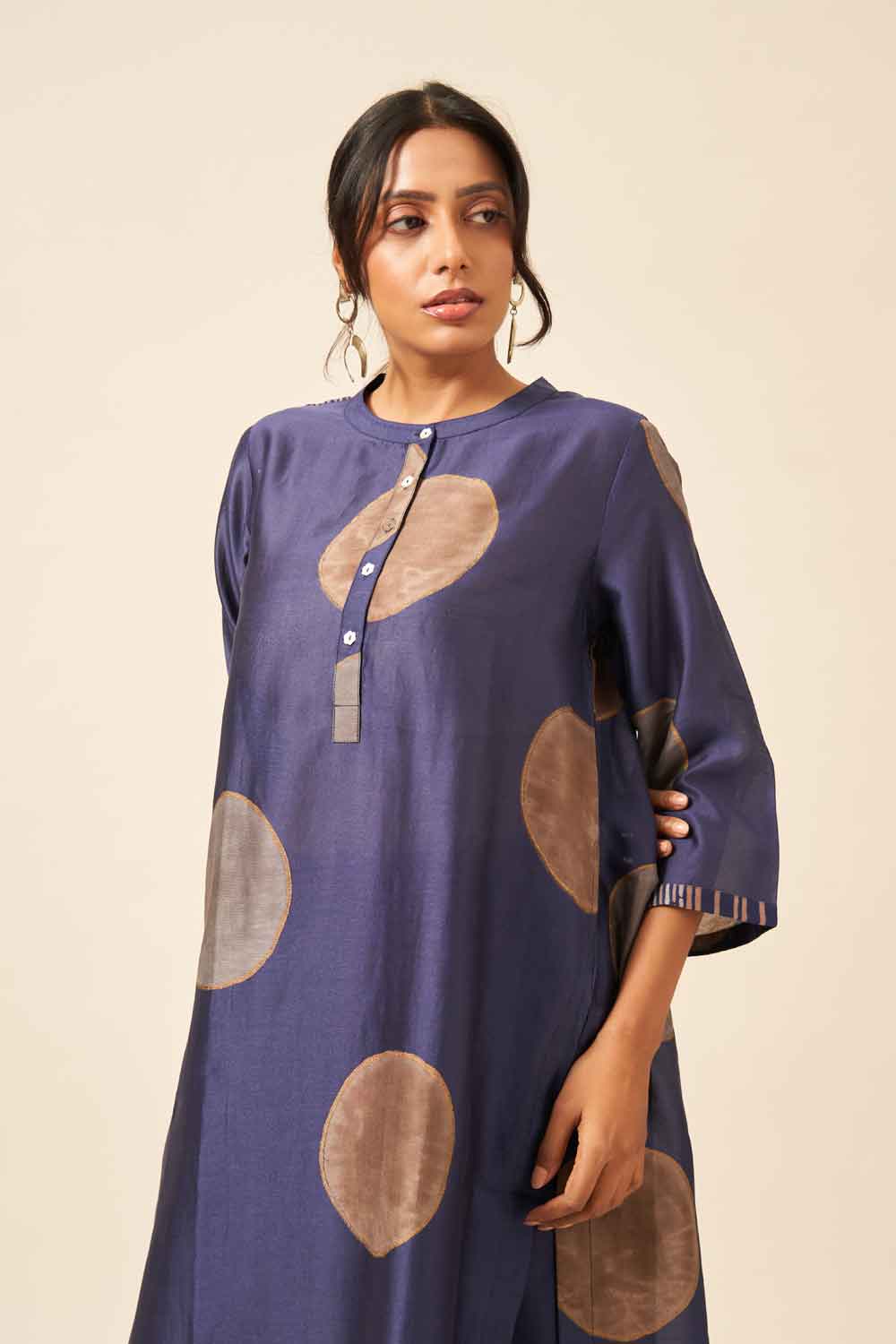 Nitya Indigo chanderi hand blockprinted Co-ord set