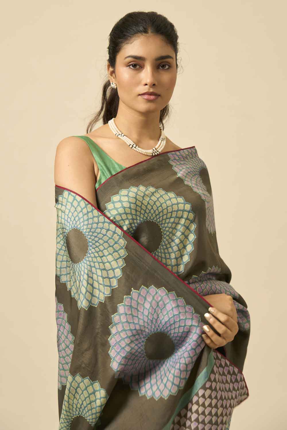 Bhavani Mulberry Silk Hand Block Printed Saree