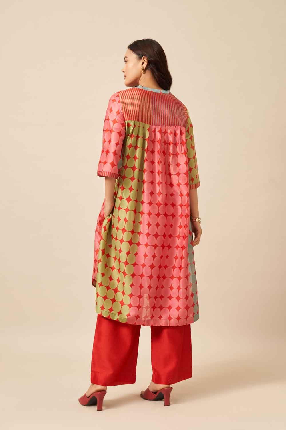 Radhika Red chanderi hand blockprinted Co-ord set