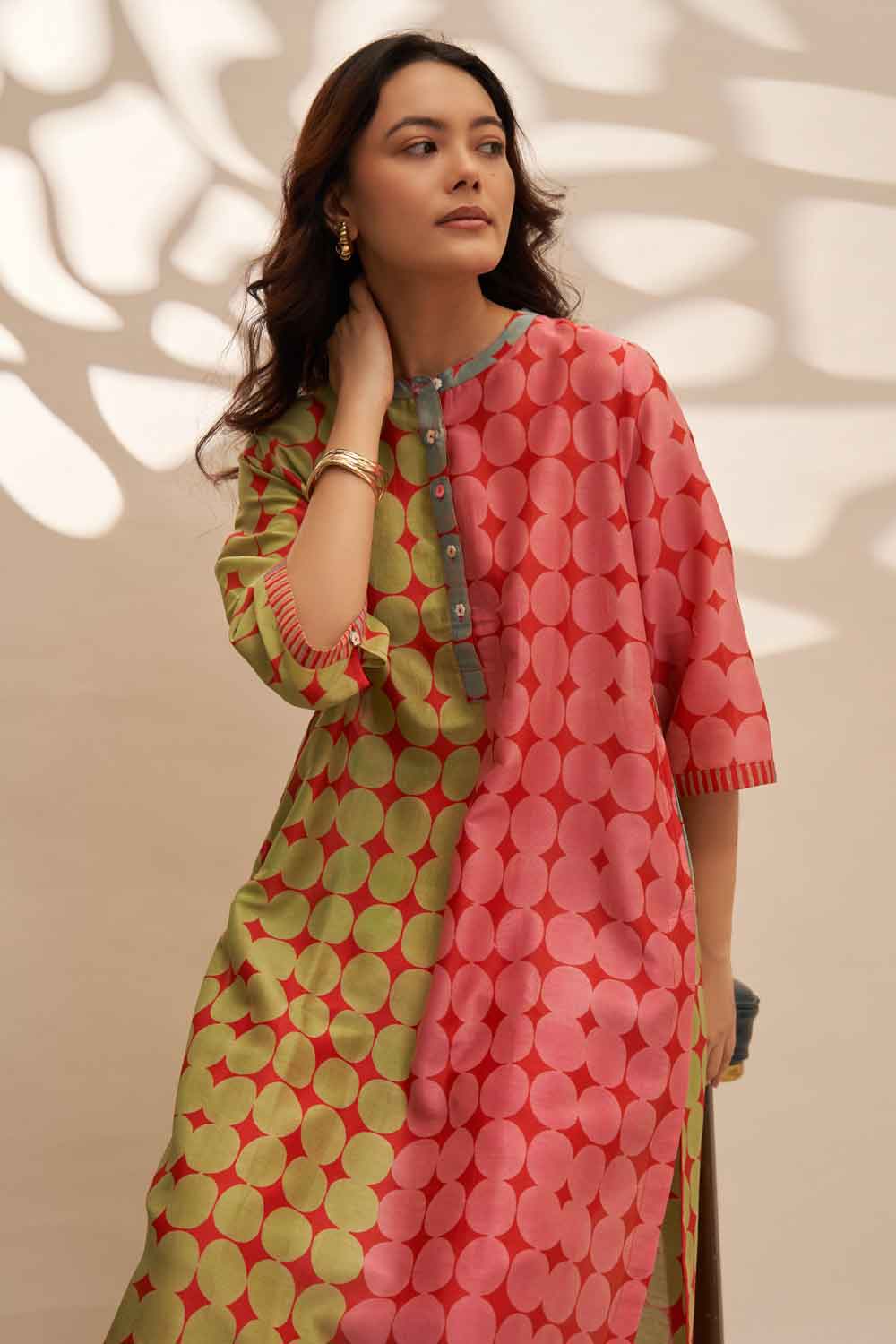 Radhika Red chanderi hand blockprinted Co-ord set