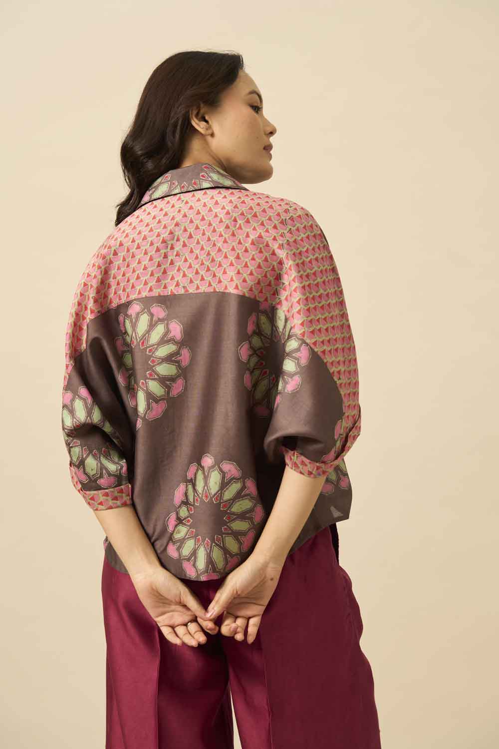Tara Brown chanderi hand blockprinted Shirt