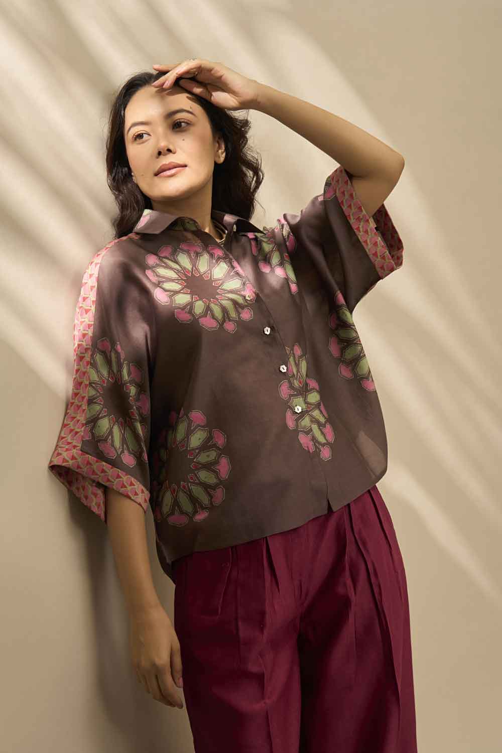 Tara Brown chanderi hand blockprinted Shirt