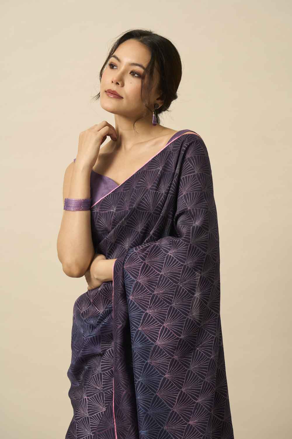Urmila Mulberry Silk Hand Block Printed Saree