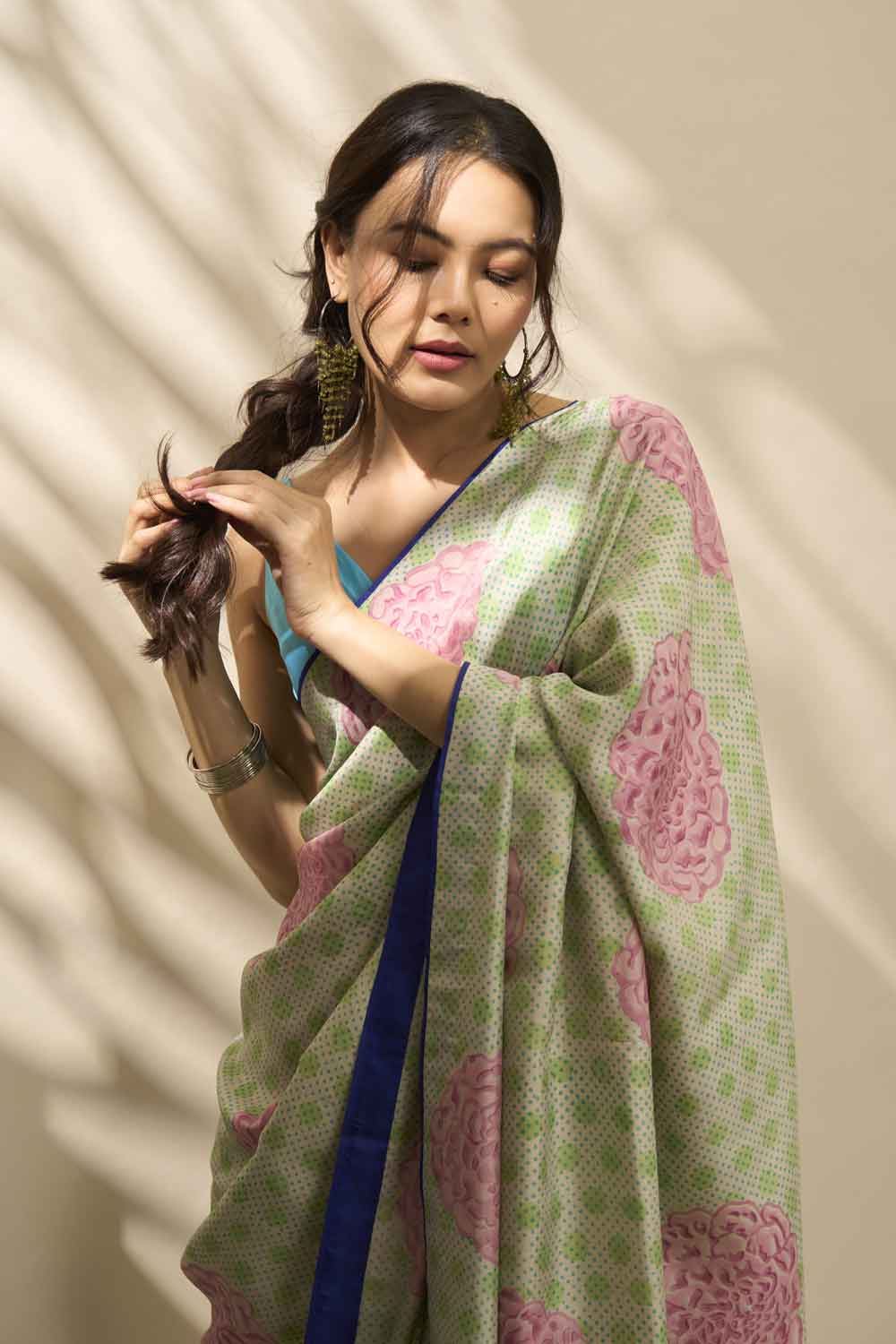 Mumtaz Mulberry Silk Hand Block Printed Saree