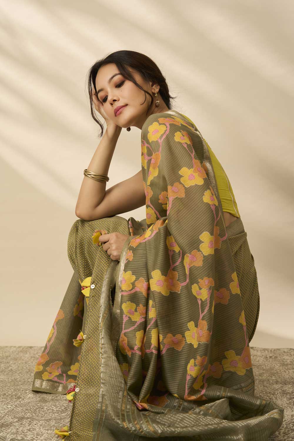 Kaveri olive MAHESH SILK 4 COLOR