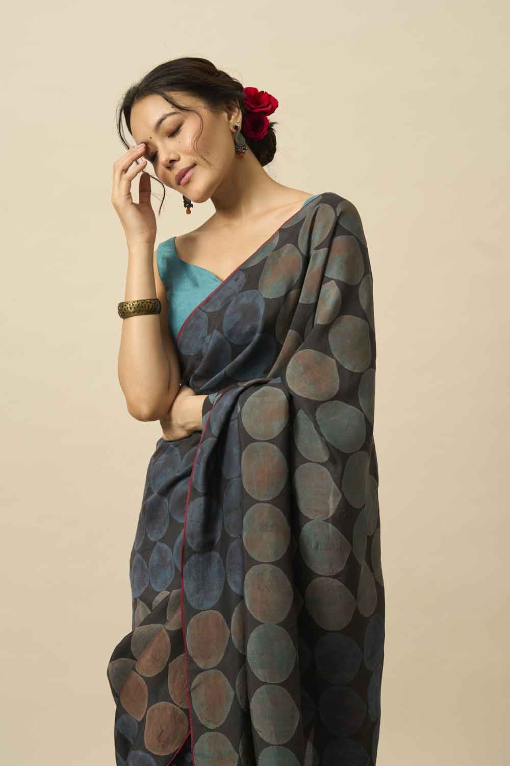 Zeenat Mulberry Silk Hand Block Printed Saree