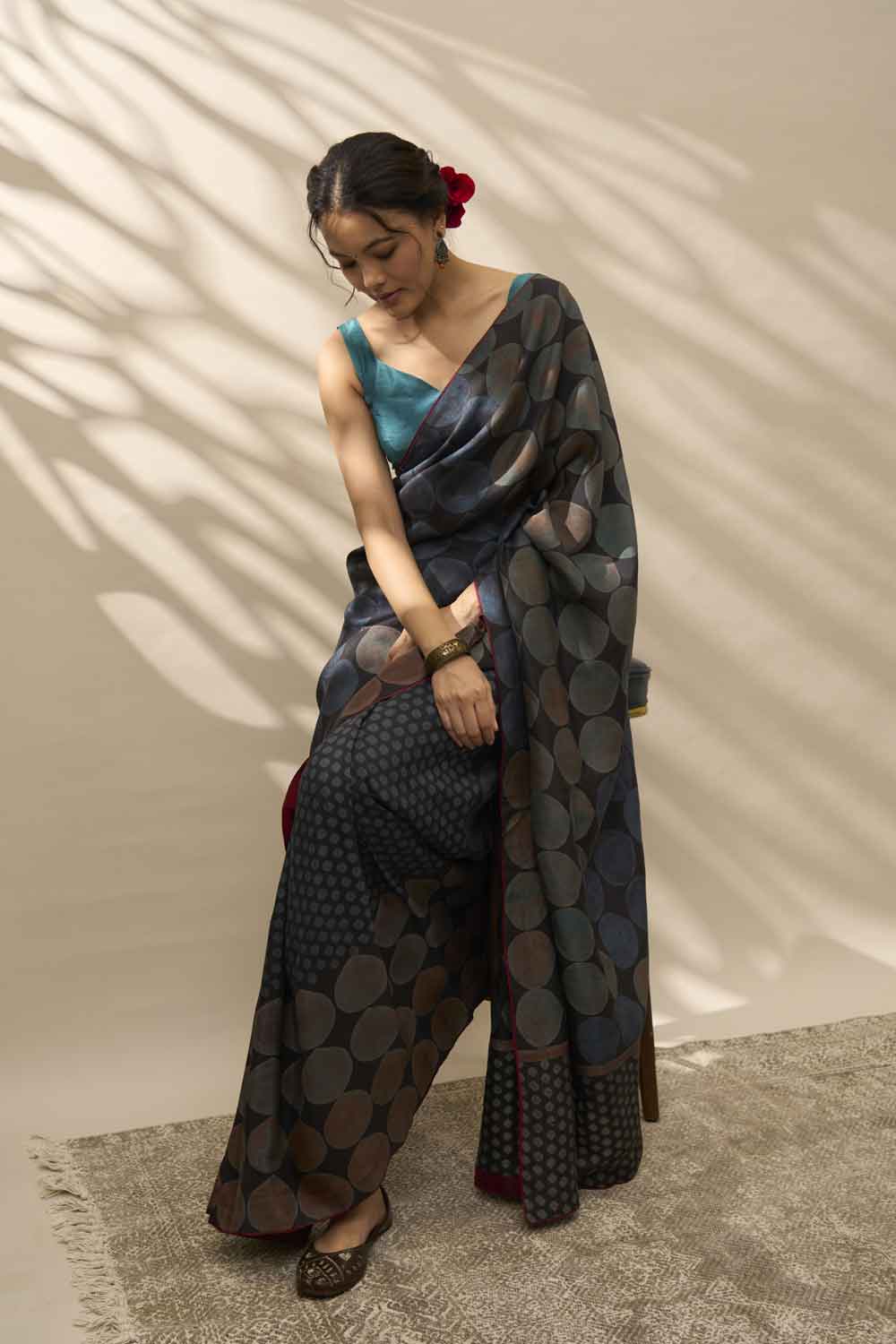 Zeenat Mulberry Silk Hand Block Printed Saree
