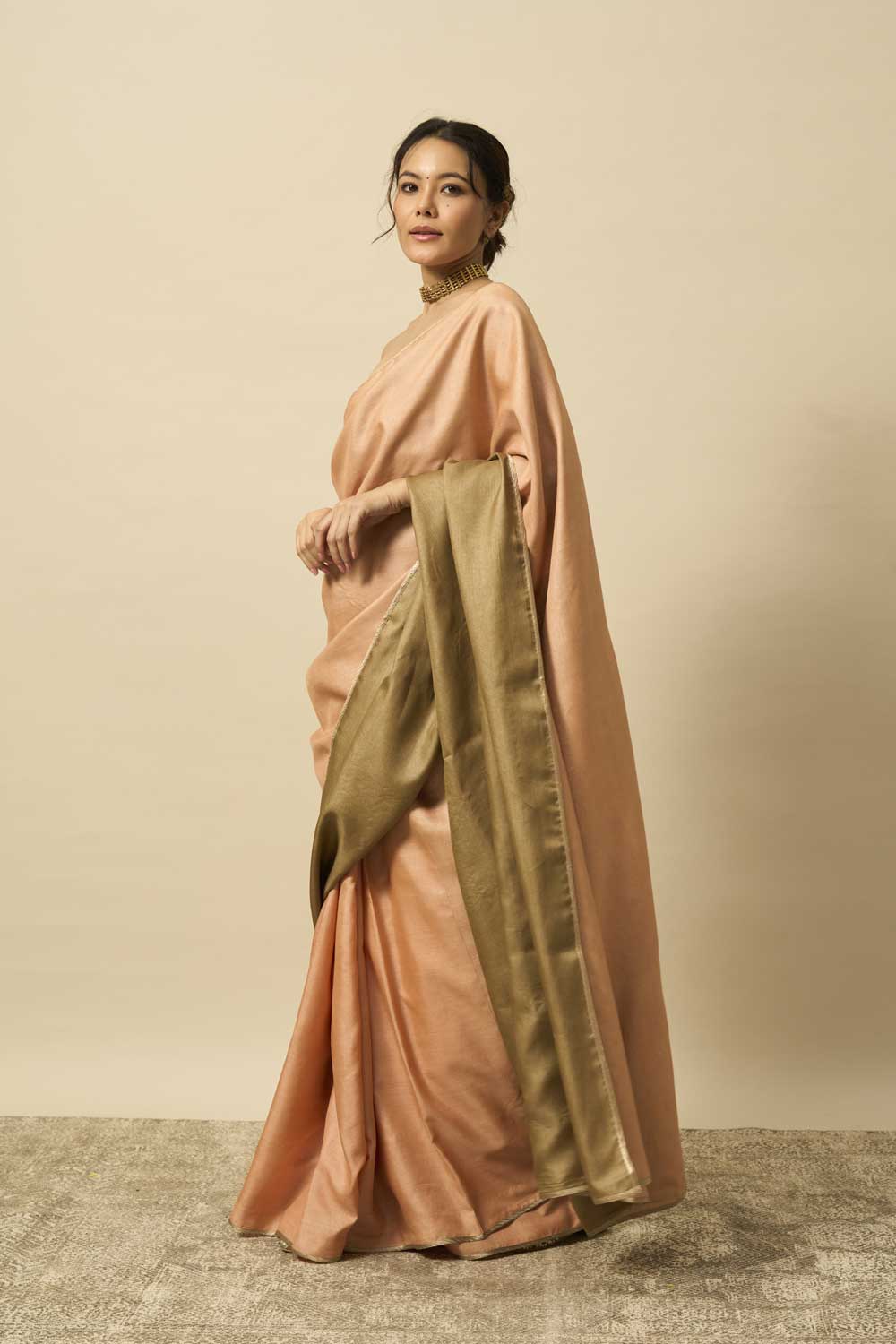 Yashodhara madder mehendi Handloom Tussar Silk Flip Pallu Saree
