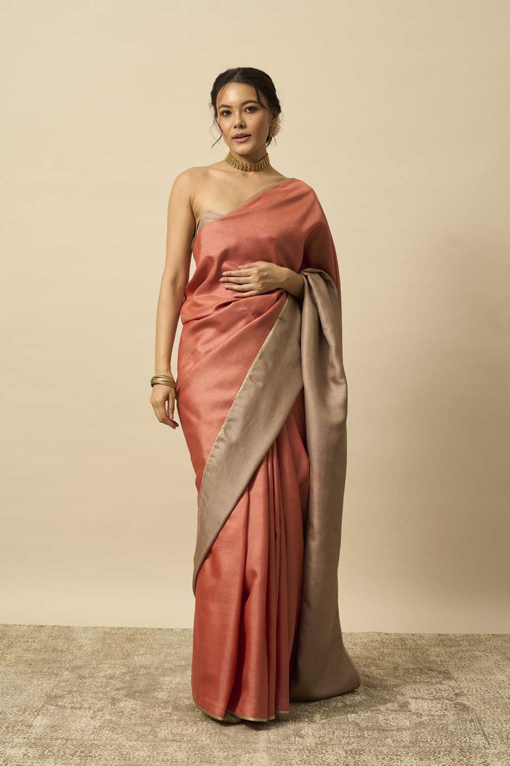 Jodha madder kashish Handloom Tussar Silk Flip Pallu Saree