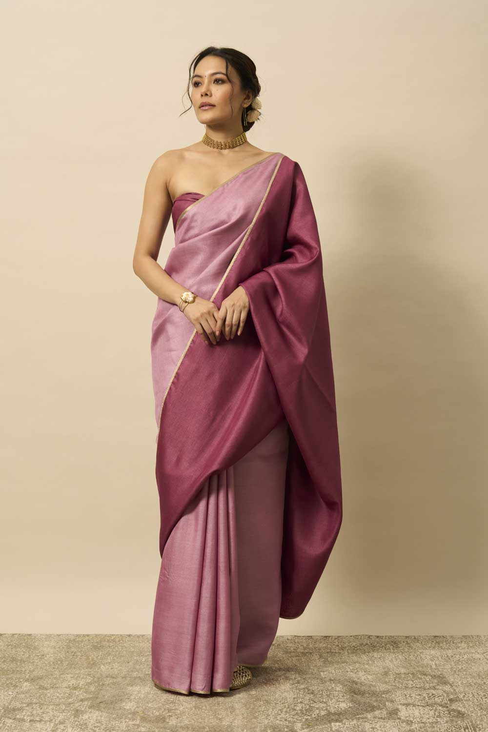 Maharani LacPink Handloom Tussar Silk Flip Pallu Saree