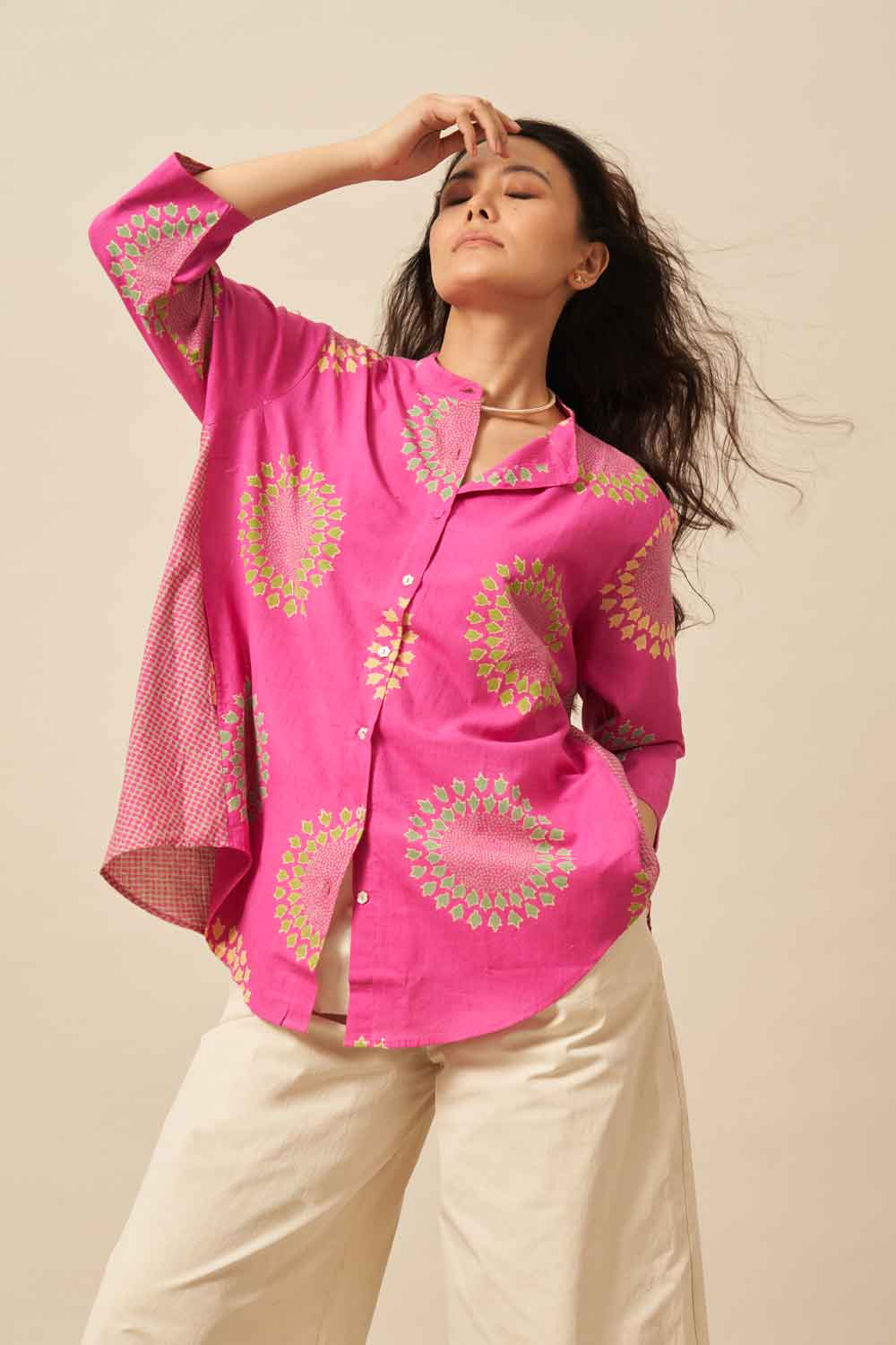 Gulnaar handwoven hand block printed Top