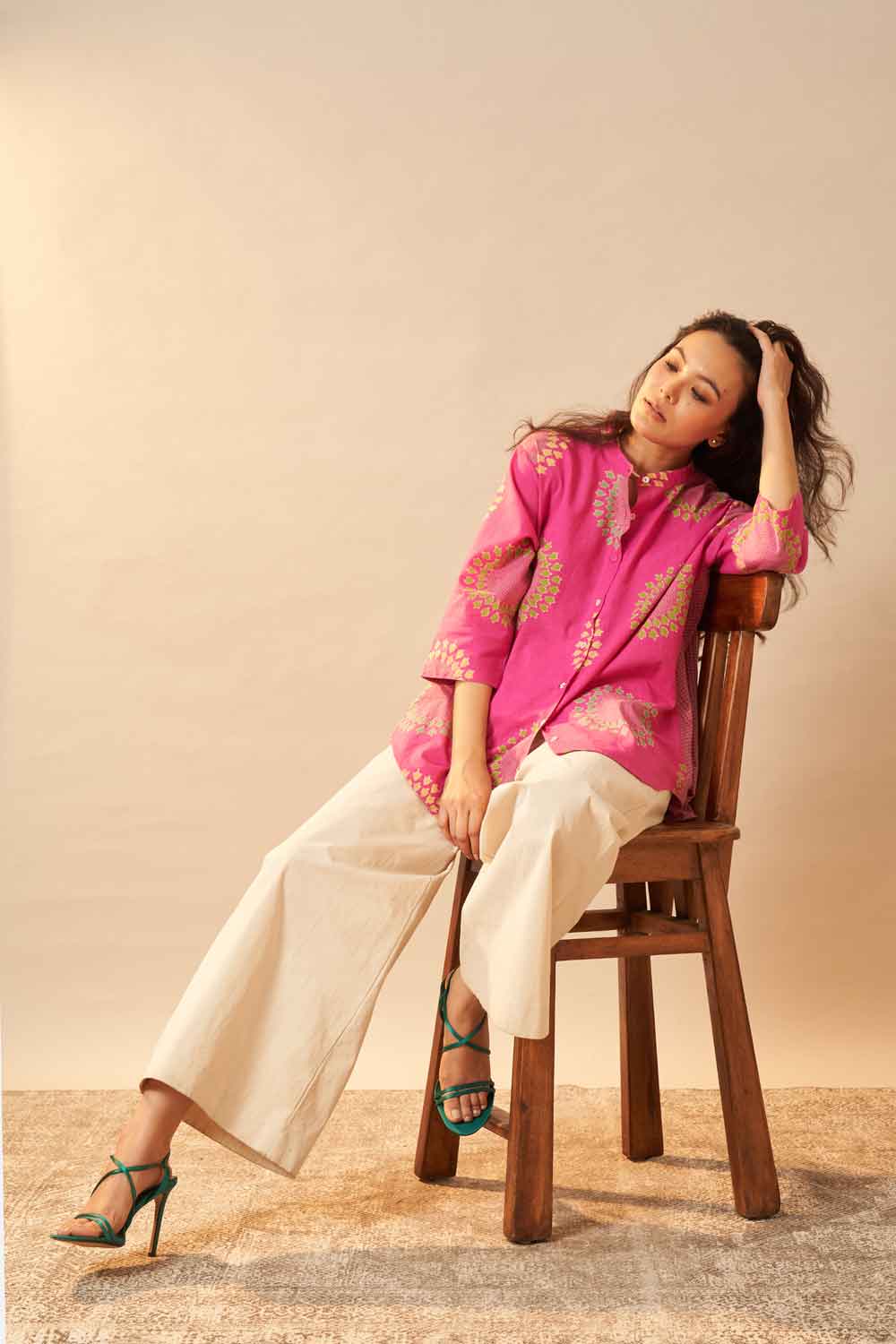 Gulnaar handwoven hand block printed Top