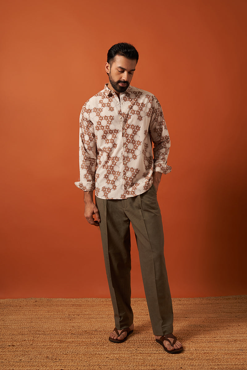 Ojas Premium Cotton Hand Blockprinted Shirt