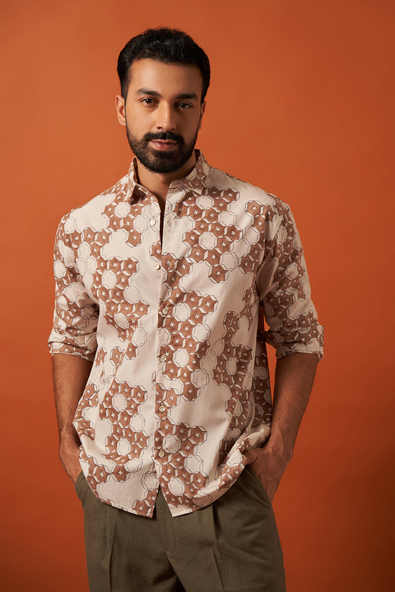 Ojas Premium Cotton Hand Blockprinted Shirt