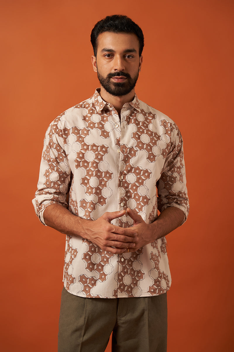 Ojas Premium Cotton Hand Blockprinted Shirt