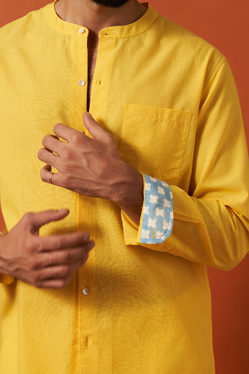 Megh Yellow Handspun Handwowen Cotton Shirt