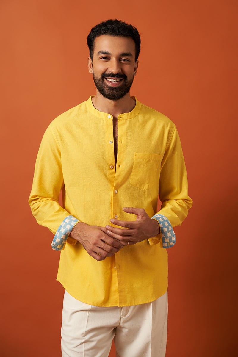 Megh Yellow Handspun Handwowen Cotton Shirt